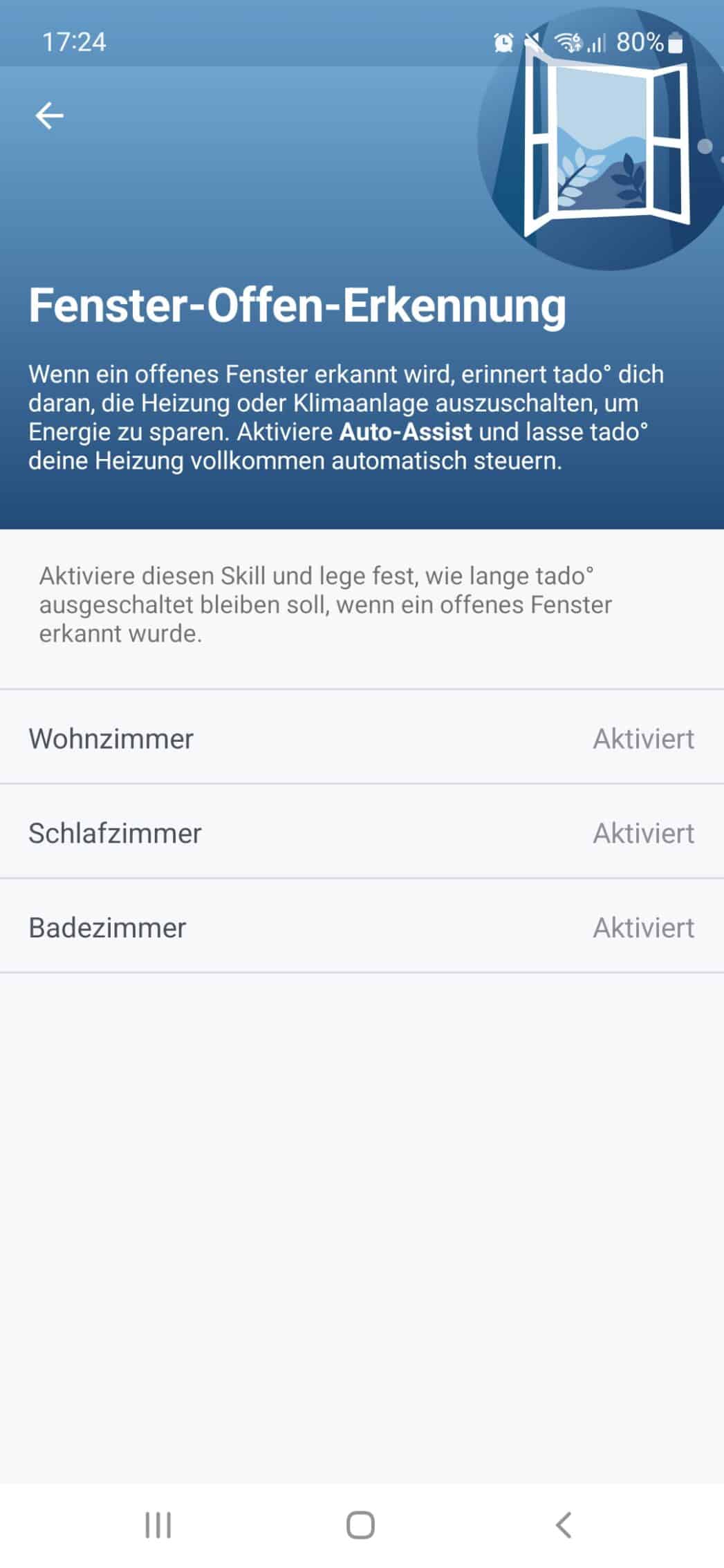Tado App Einstellungen Fenster-Offen-Erkennung