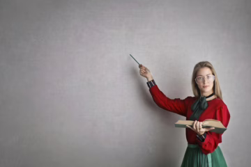 woman in discussing a lesson plan